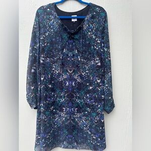 CAbi Blue Long Sleeve Bishop Dress Casual